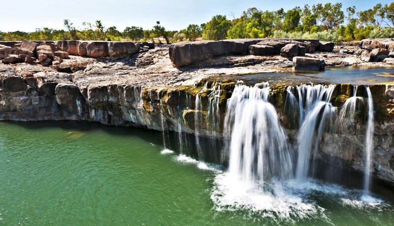 Waterfall at a rocky river