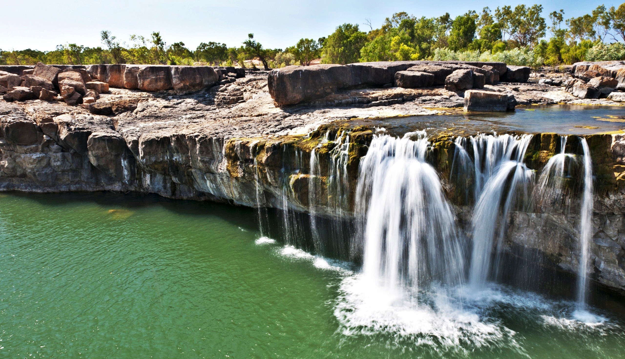 Waterfall at a rocky river