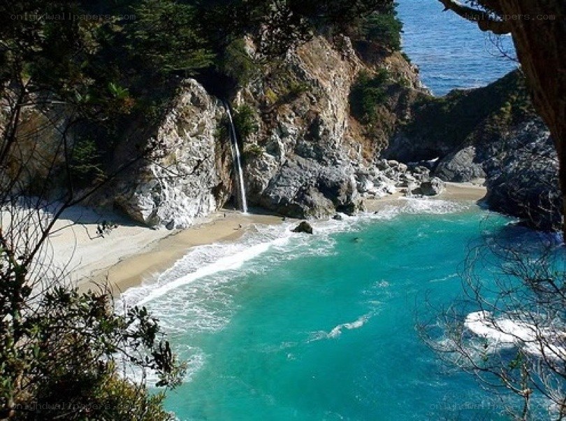 Waterfall at a secluded cove