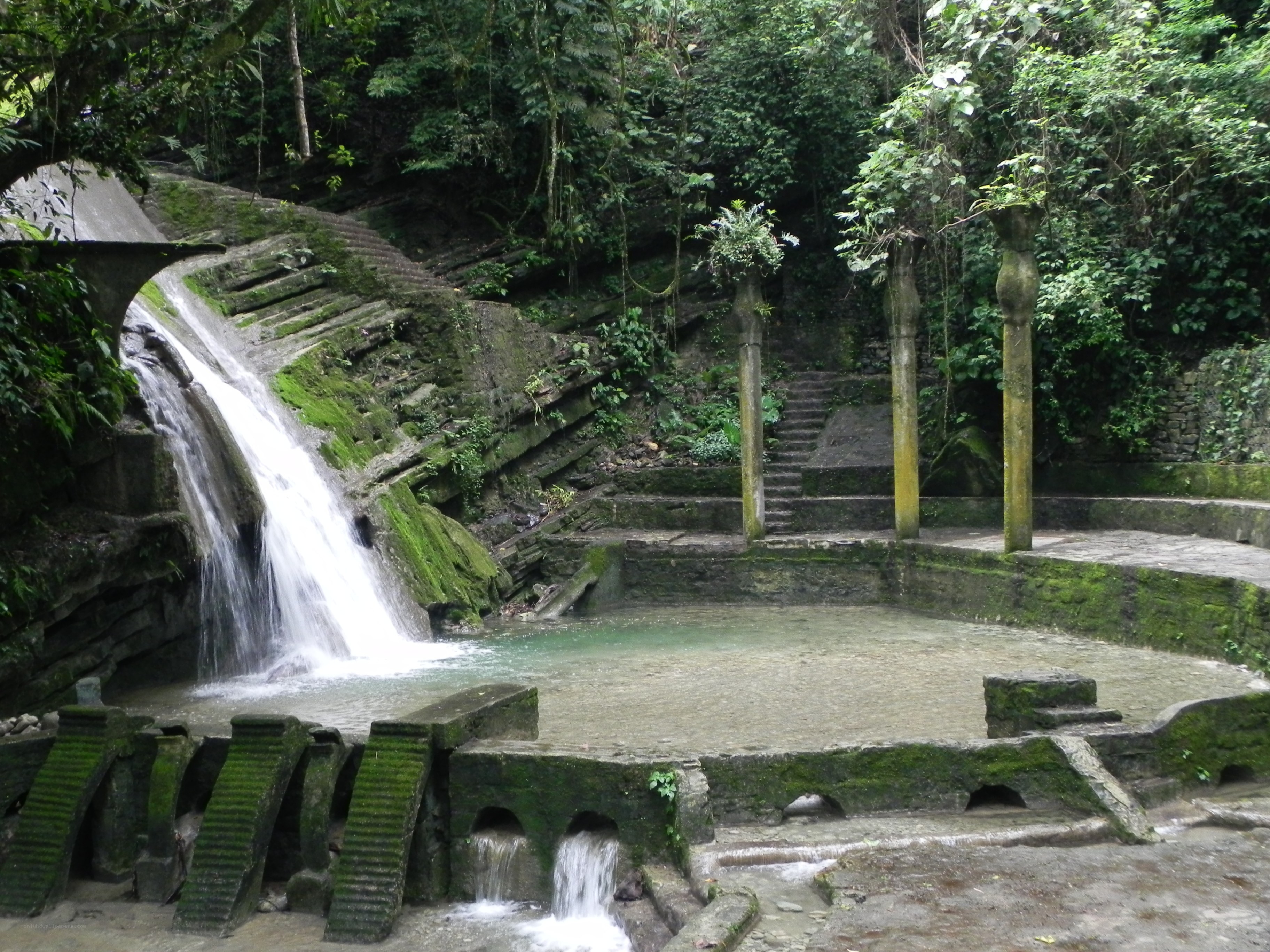 Waterfall at a temple complex