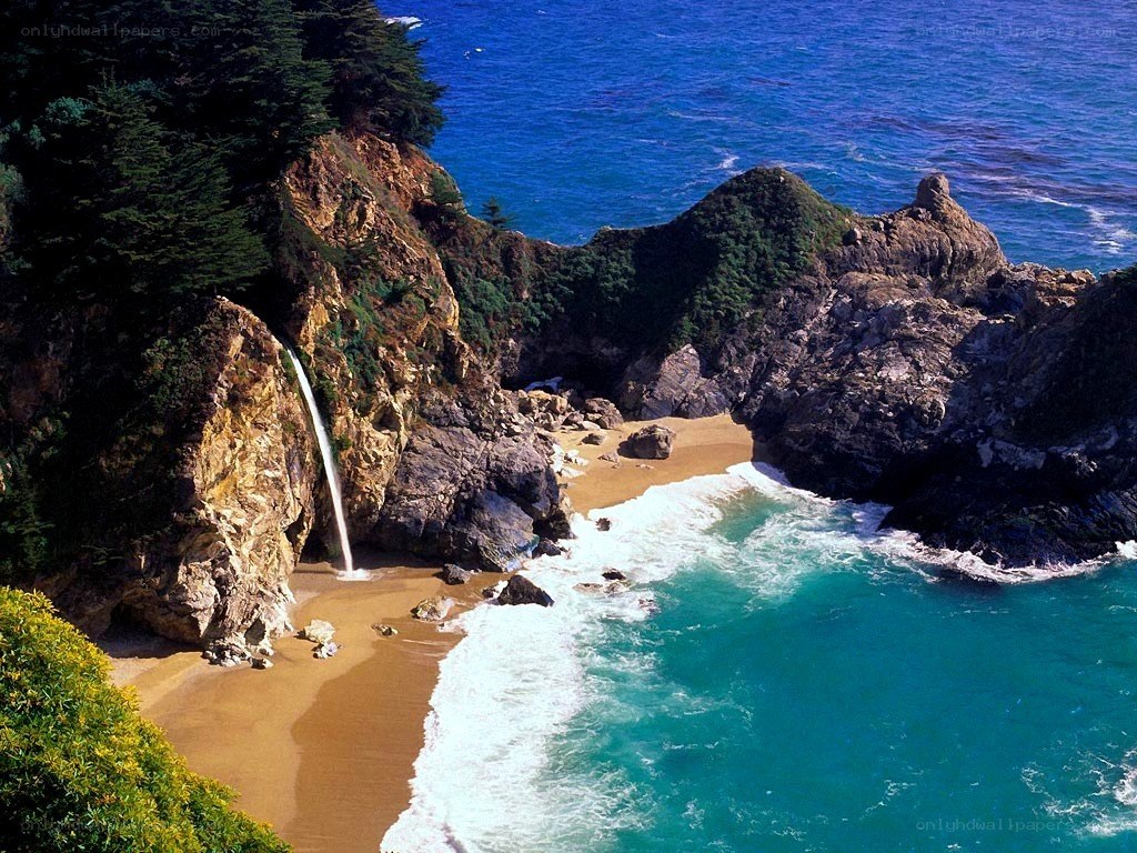Waterfall at Big Sur beach