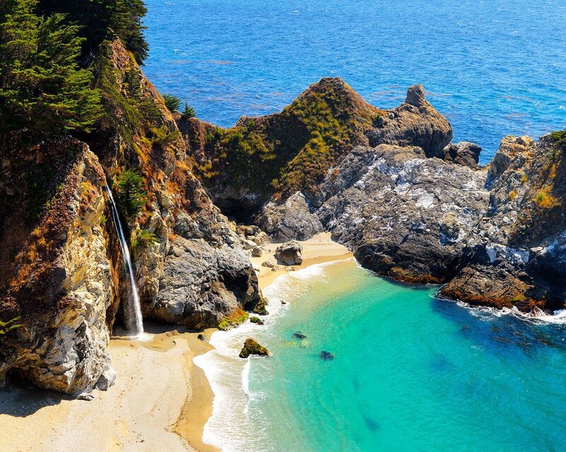 Waterfall at Big Sur beach