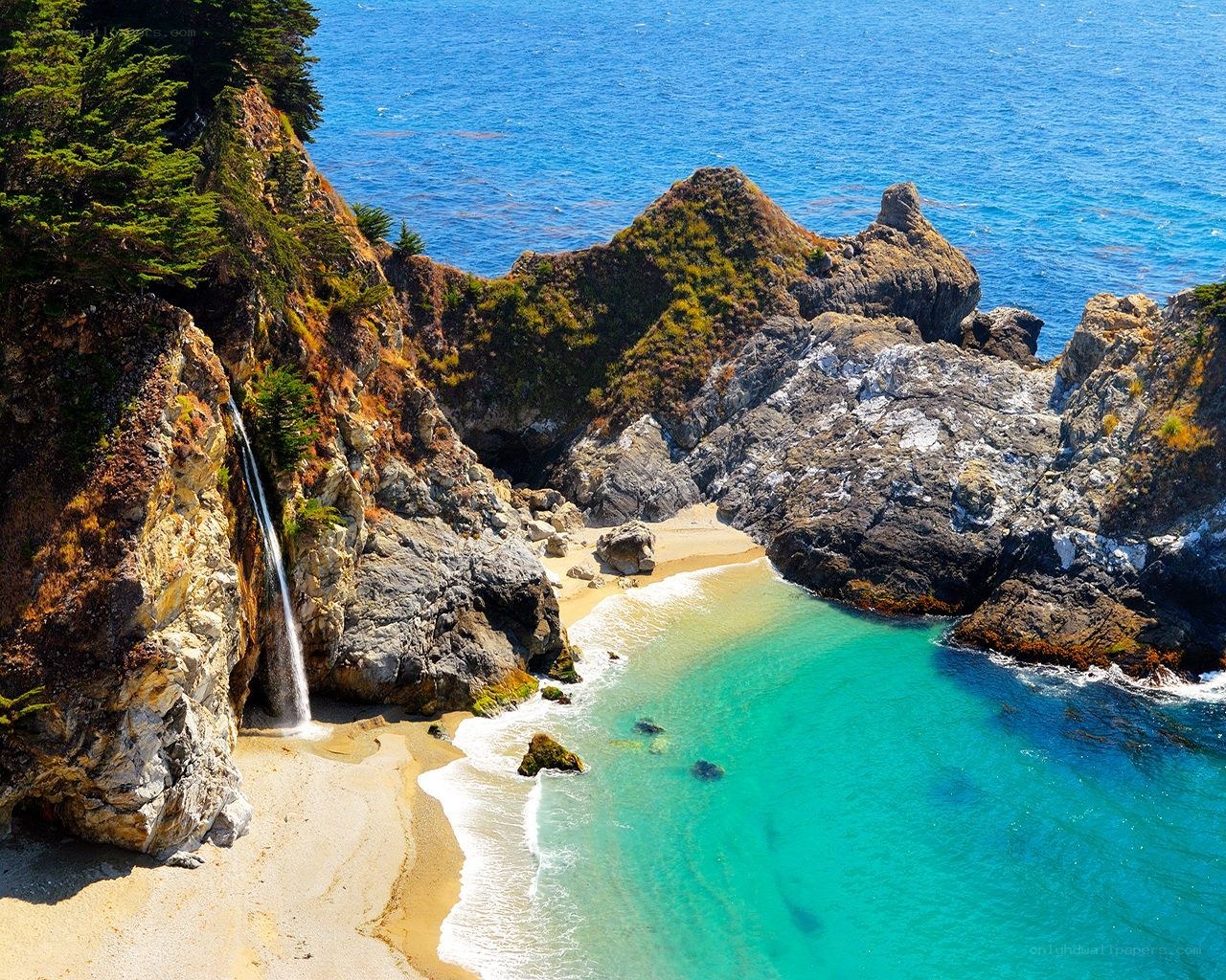 Waterfall at Big Sur beach