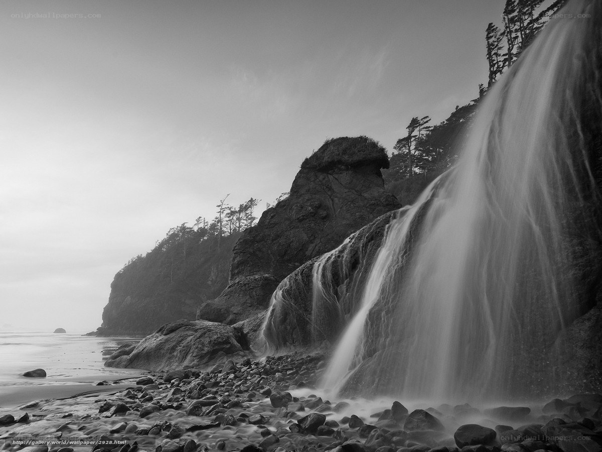 Waterfall at coastal cliff