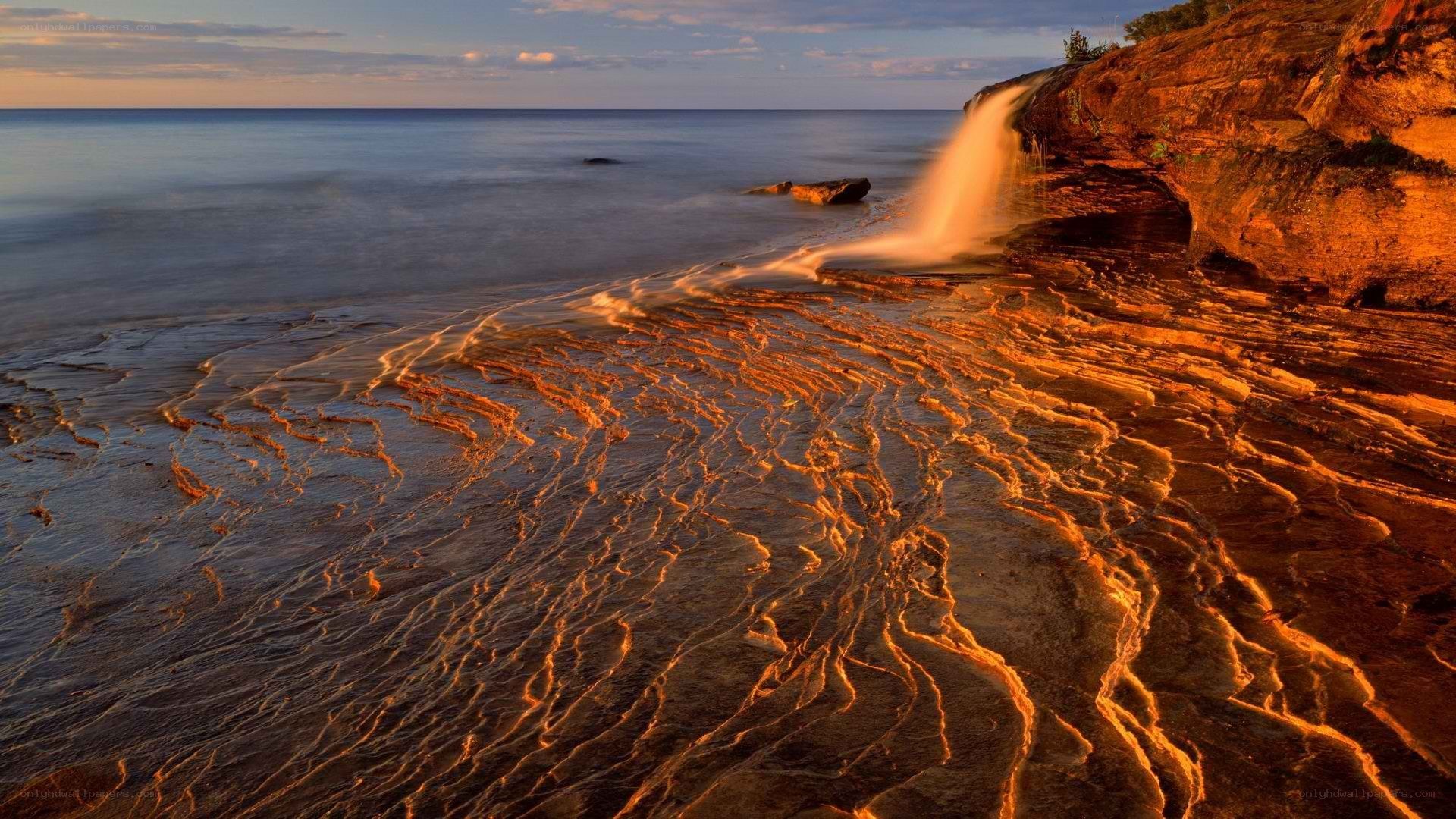 Waterfall at coastal cliffs