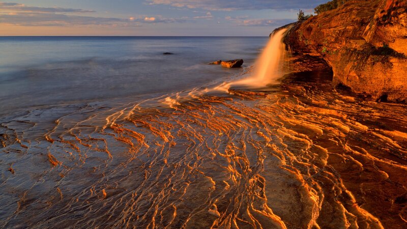 Waterfall at coastal cliffs