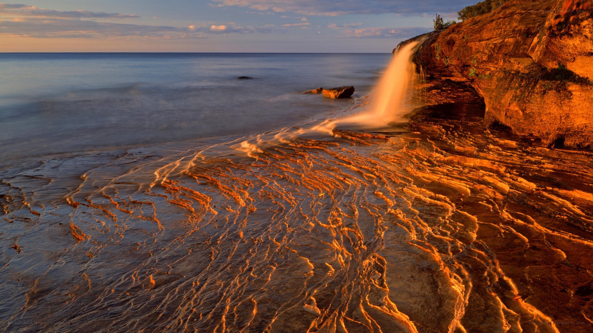 Waterfall at coastal cliffs