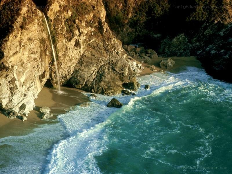 Waterfall at coastal cove