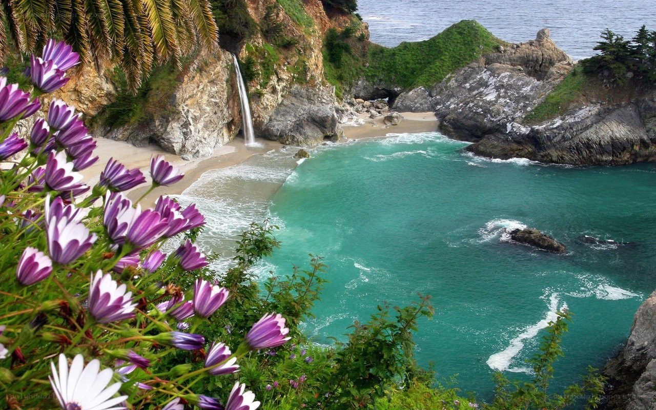 Waterfall at coastal cove