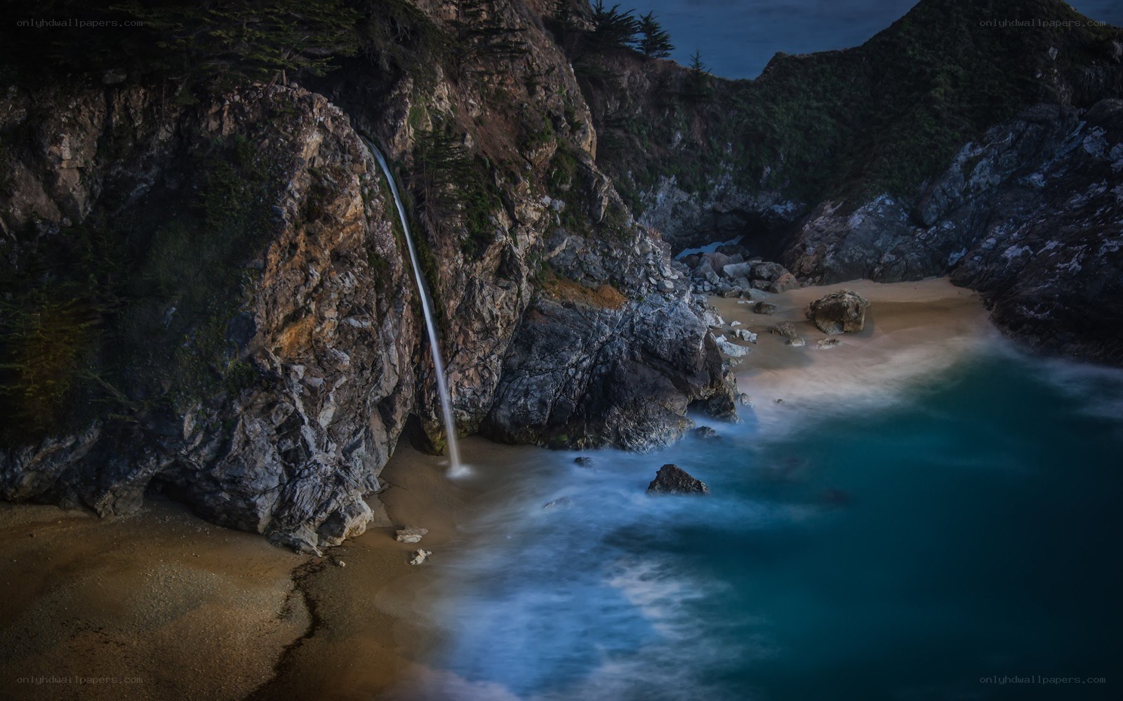 Waterfall at coastal cove