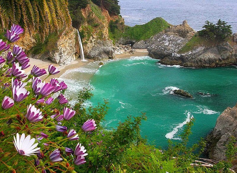 Waterfall at coastal cove