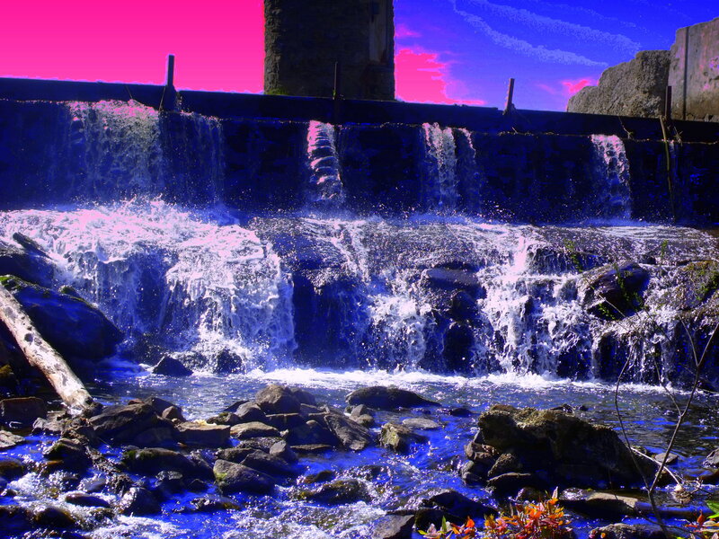 Waterfall at Dam — Pink