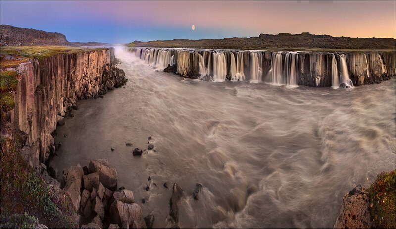 Waterfall at Dusk — Blue, Serene