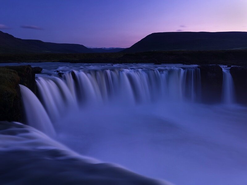 Waterfall at Dusk — Blue
