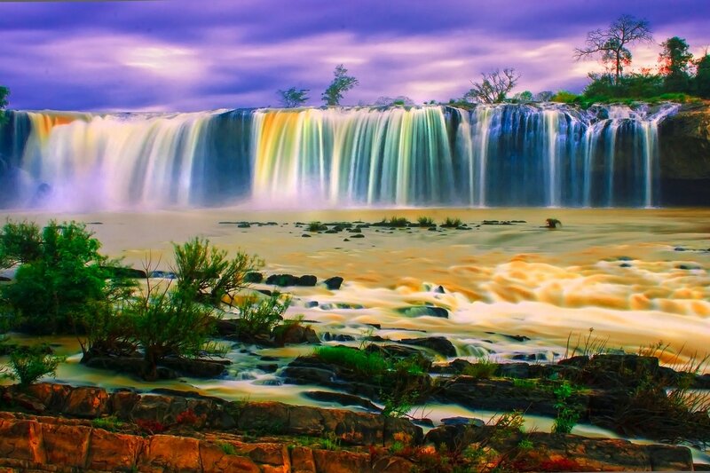 Waterfall at Dusk — Purple