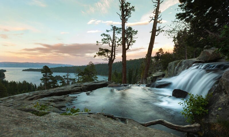 Waterfall at Lake Shore — Blue