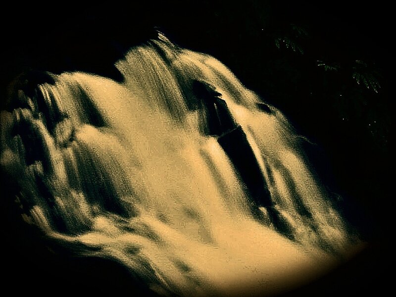 Waterfall at Night — Black