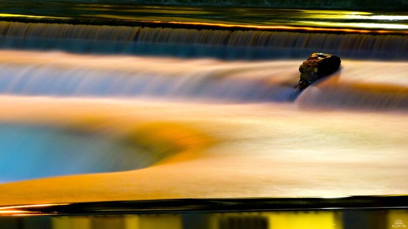 Waterfall at night with long exposure