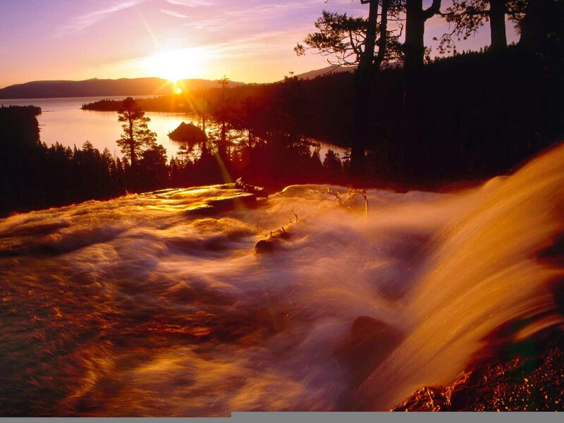 Waterfall at Sunset — Orange, Dramatic