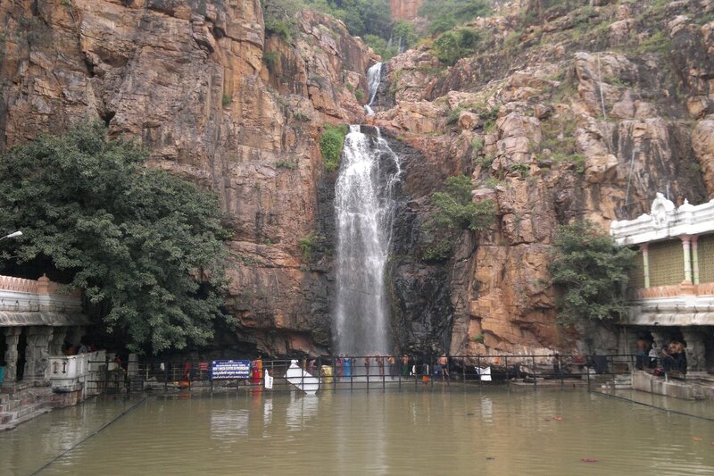 Waterfall at Temple — Brown