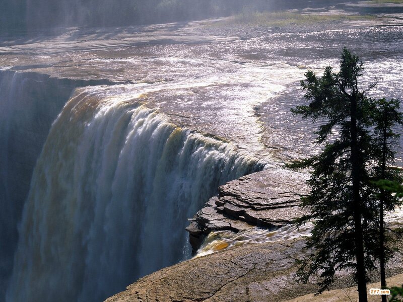 Waterfall at the edge of a river