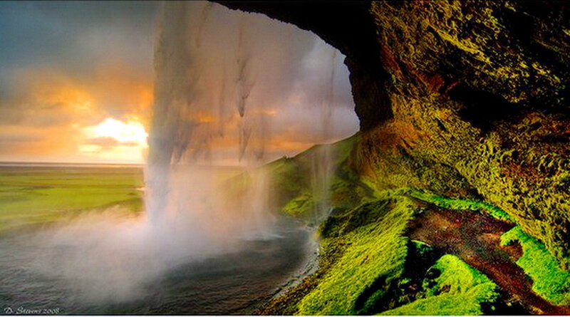Waterfall Behind Rock