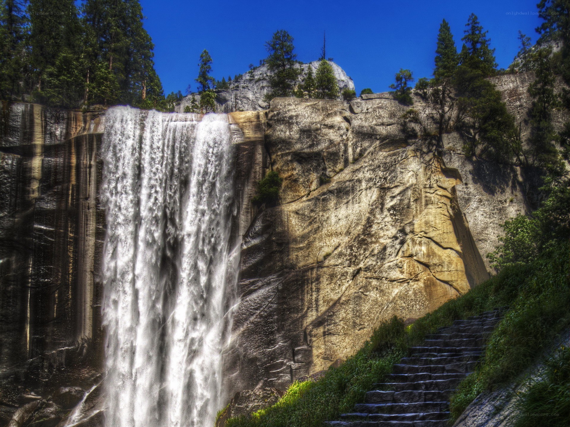 Waterfall cascading down a cliff