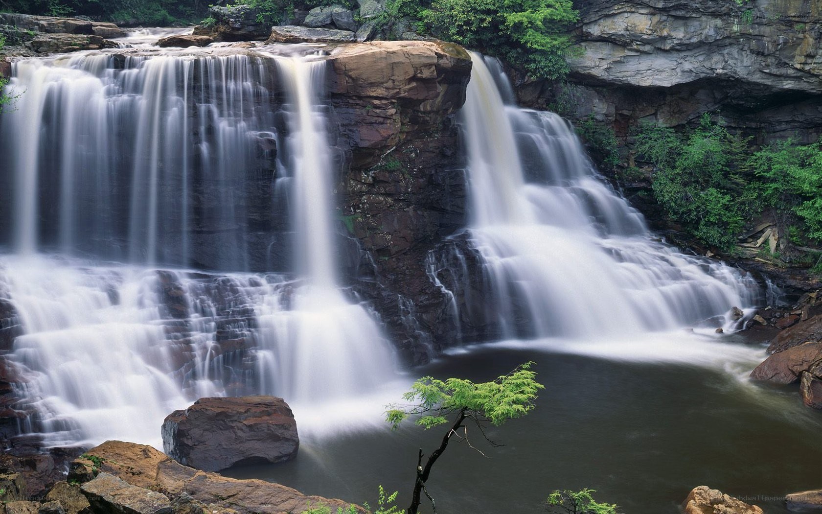 Waterfall cascading over rocks