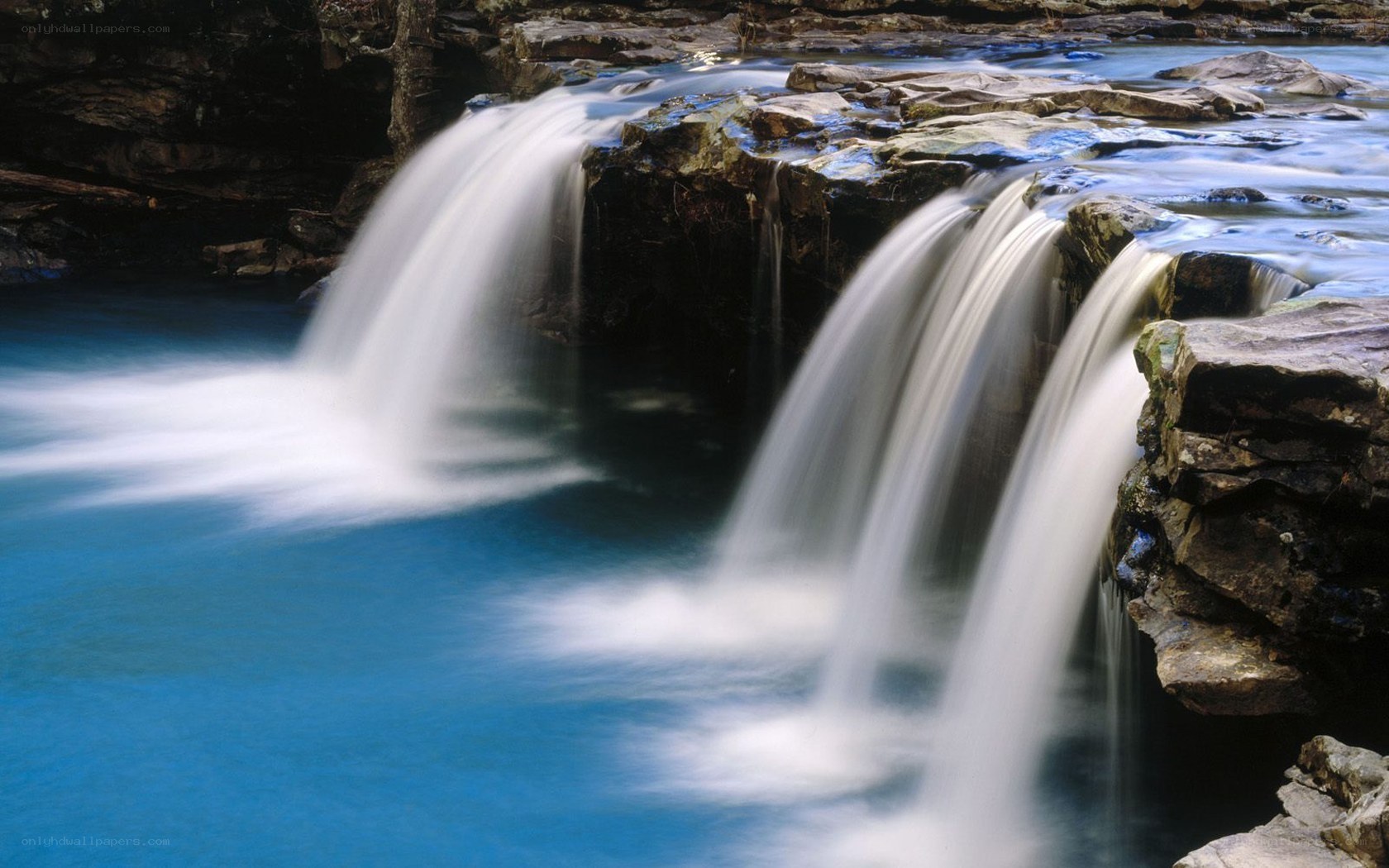 Waterfall cascading over rocks