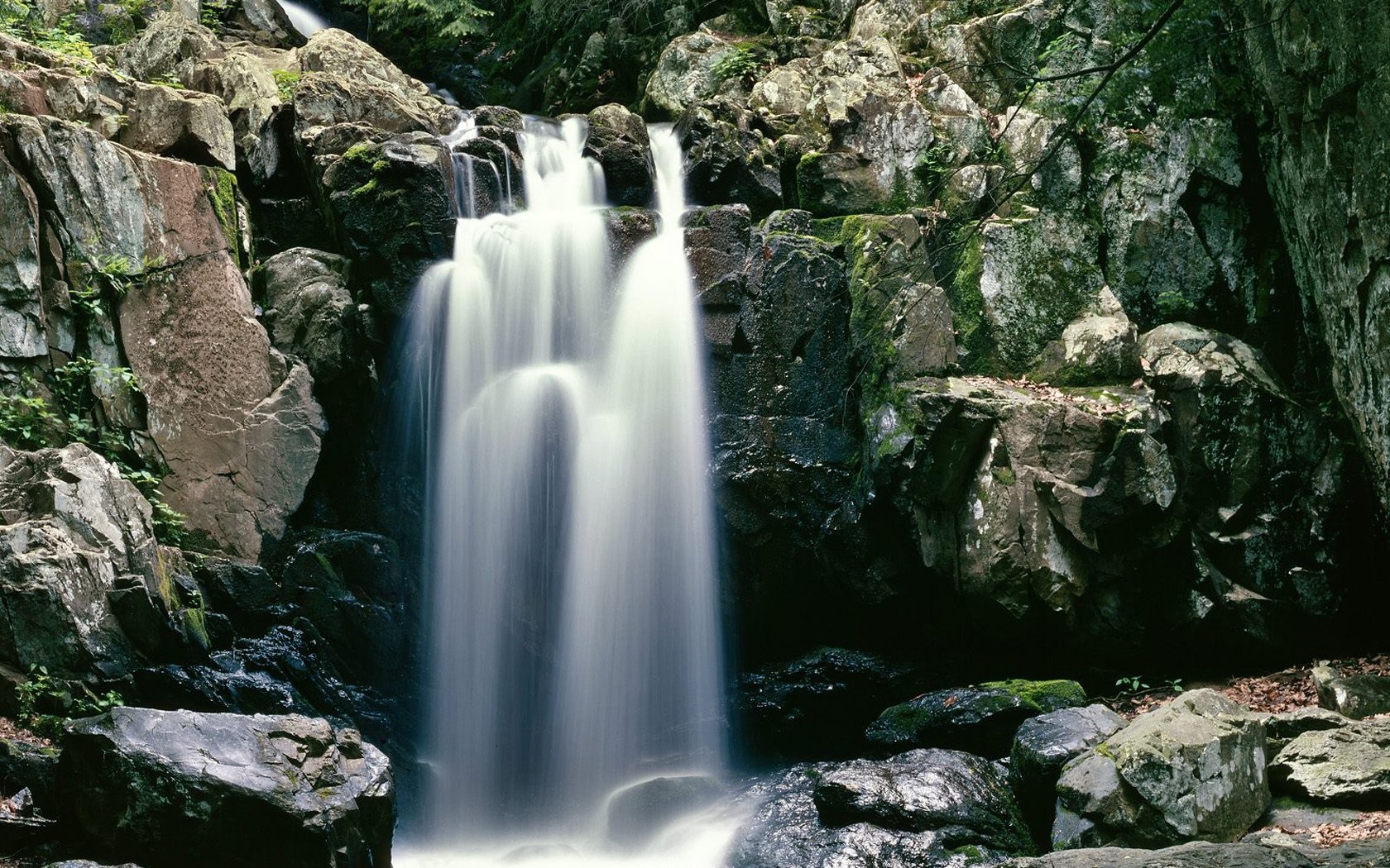 Waterfall cascading over rocks