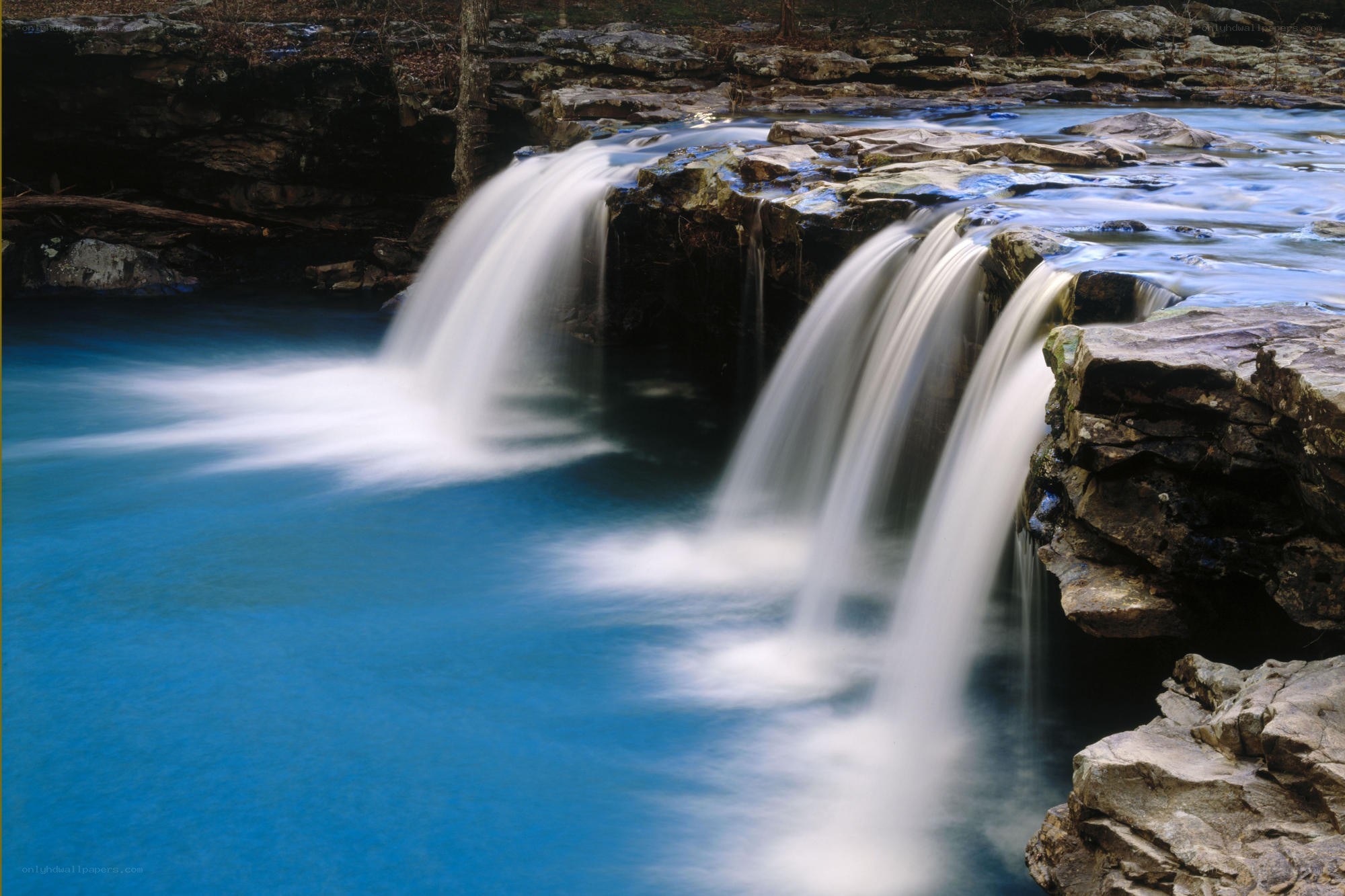 Waterfall cascading over rocks