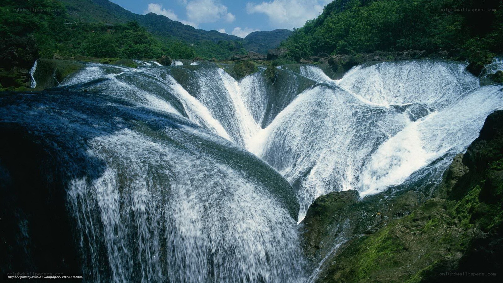 Waterfall cascading over rocks