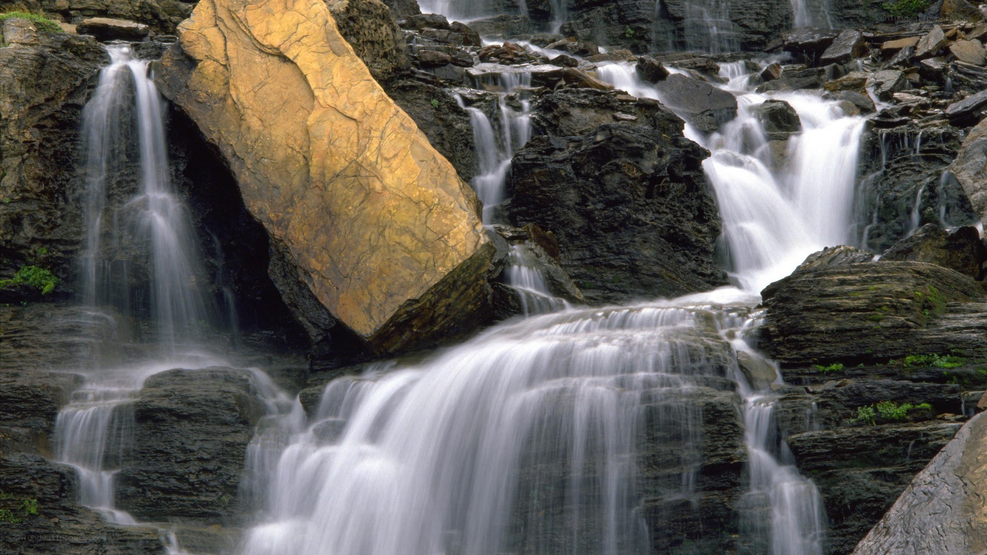 Waterfall cascading over rocks