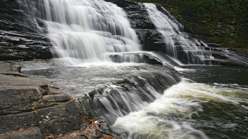 Waterfall cascading over rocks