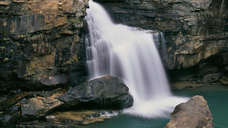 Waterfall cascading over rocks