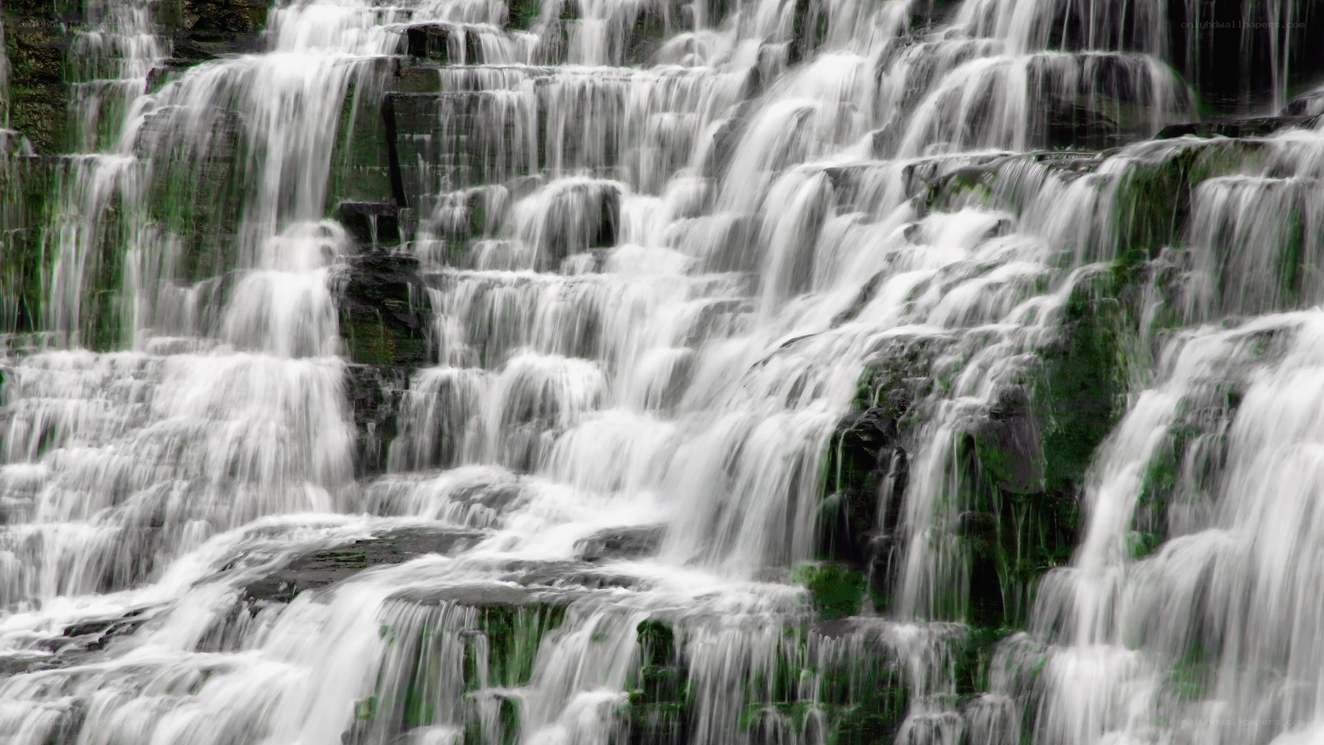 Waterfall cascading over rocks