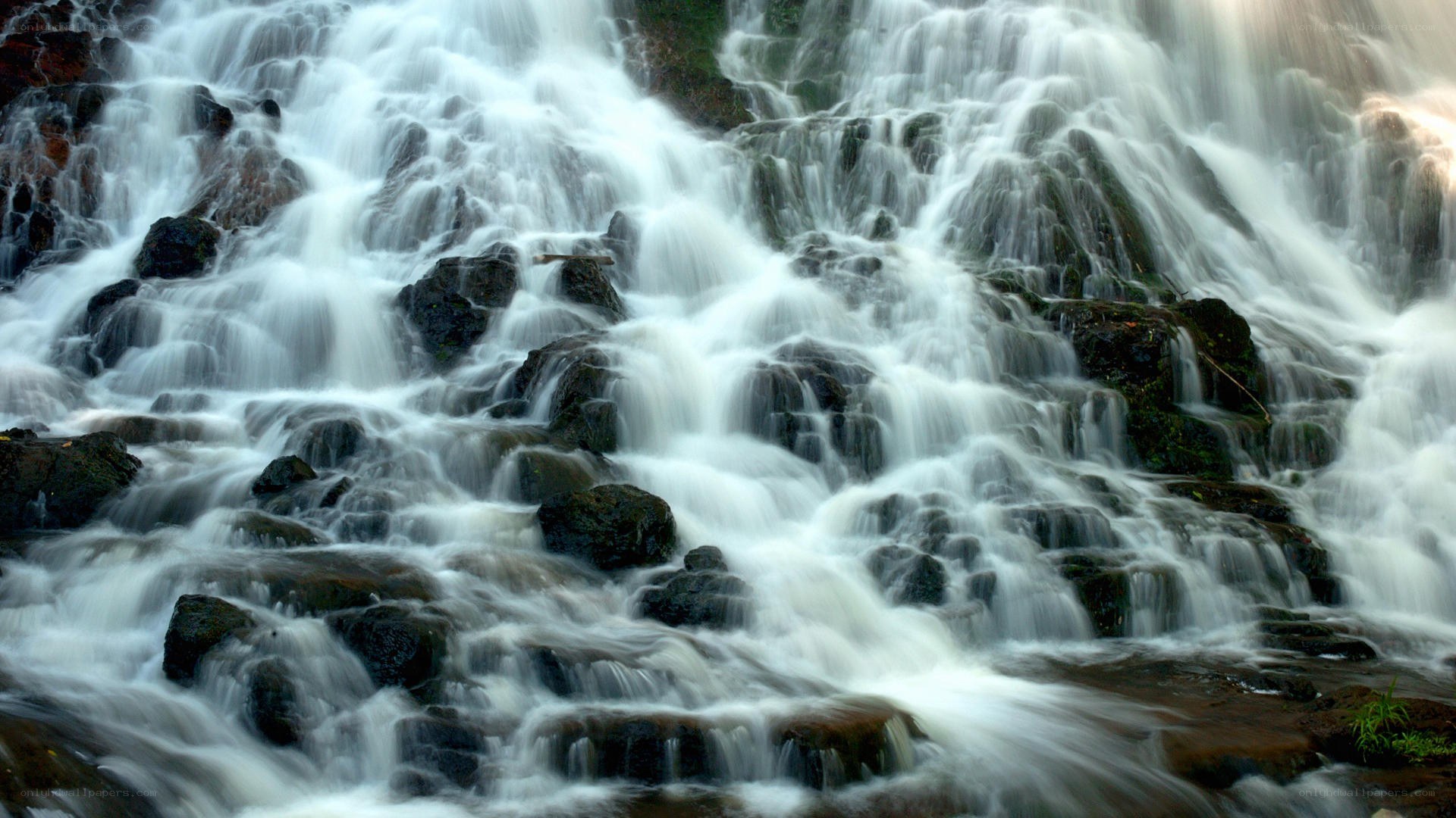 Waterfall cascading over rocks