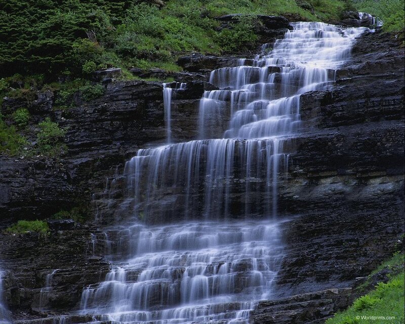 Waterfall cascading over rocks