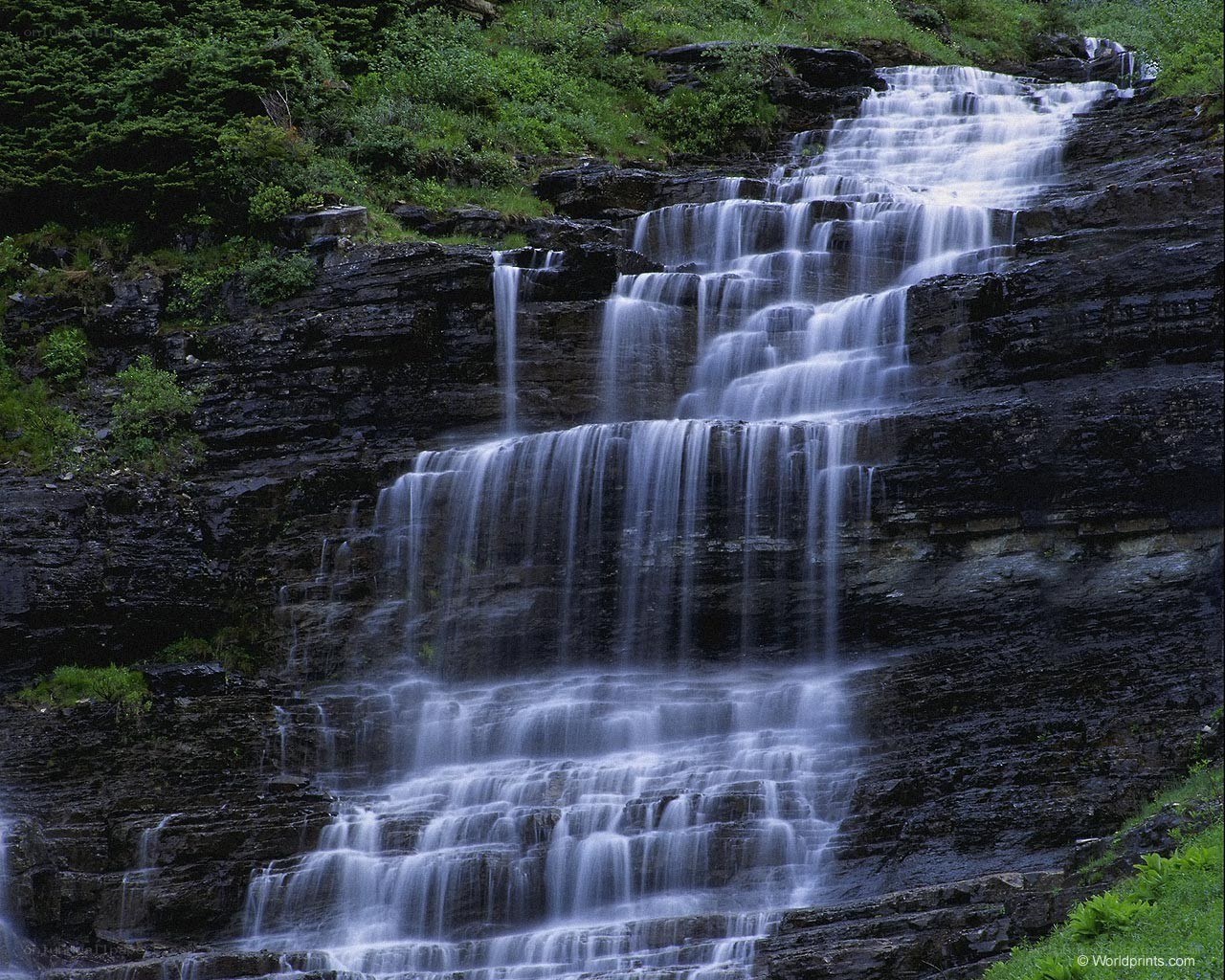 Waterfall cascading over rocks