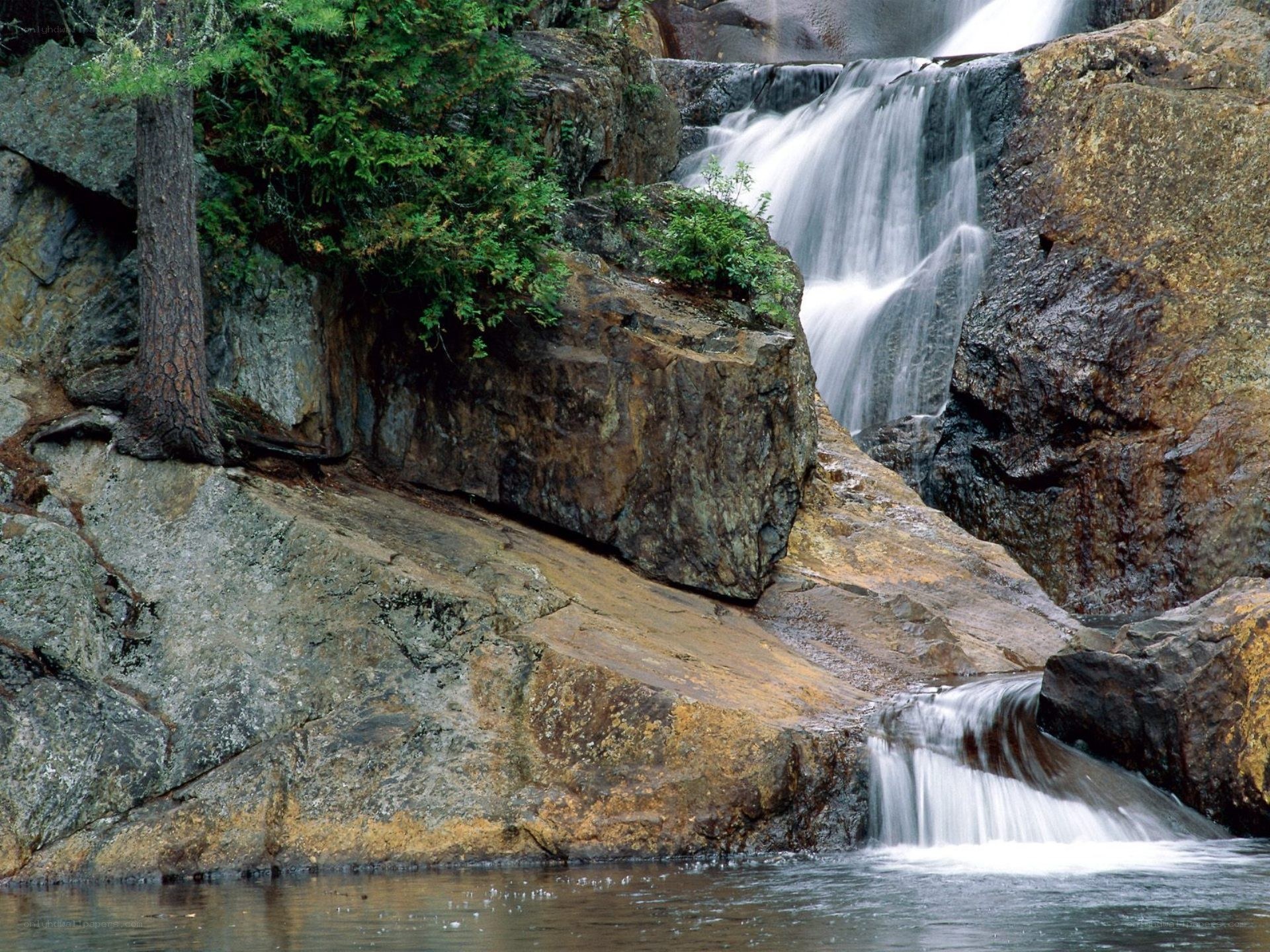 Waterfall cascading over rocks