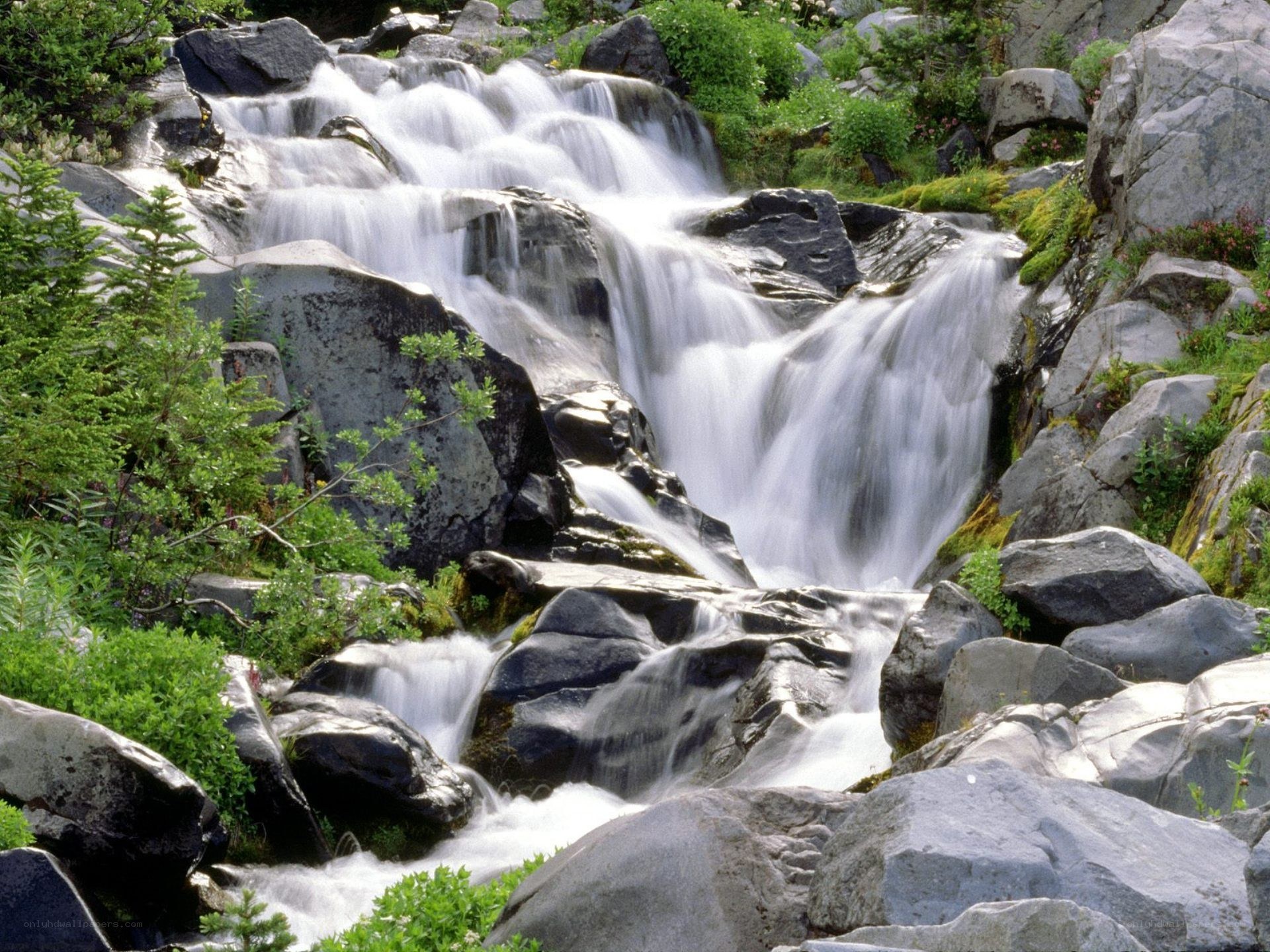 Waterfall cascading over rocks