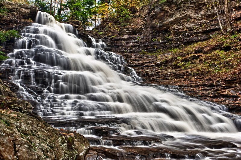 Waterfall cascading over rocks
