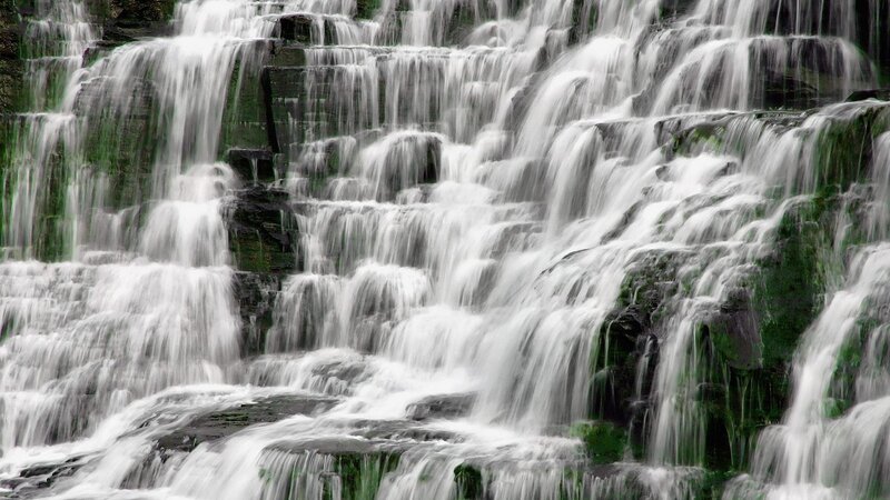 Waterfall cascading over rocks