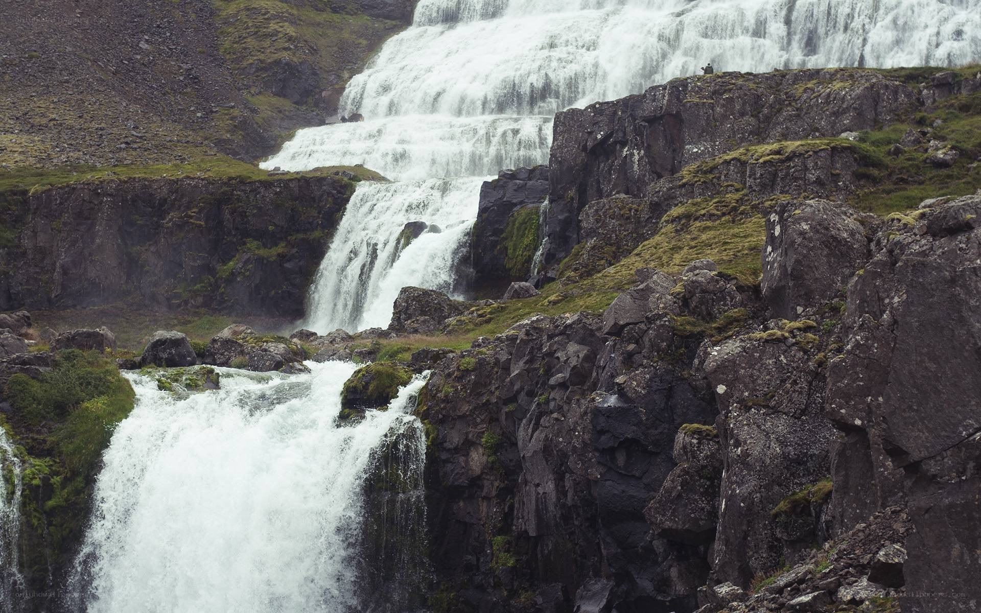 Waterfall cascading over rocks