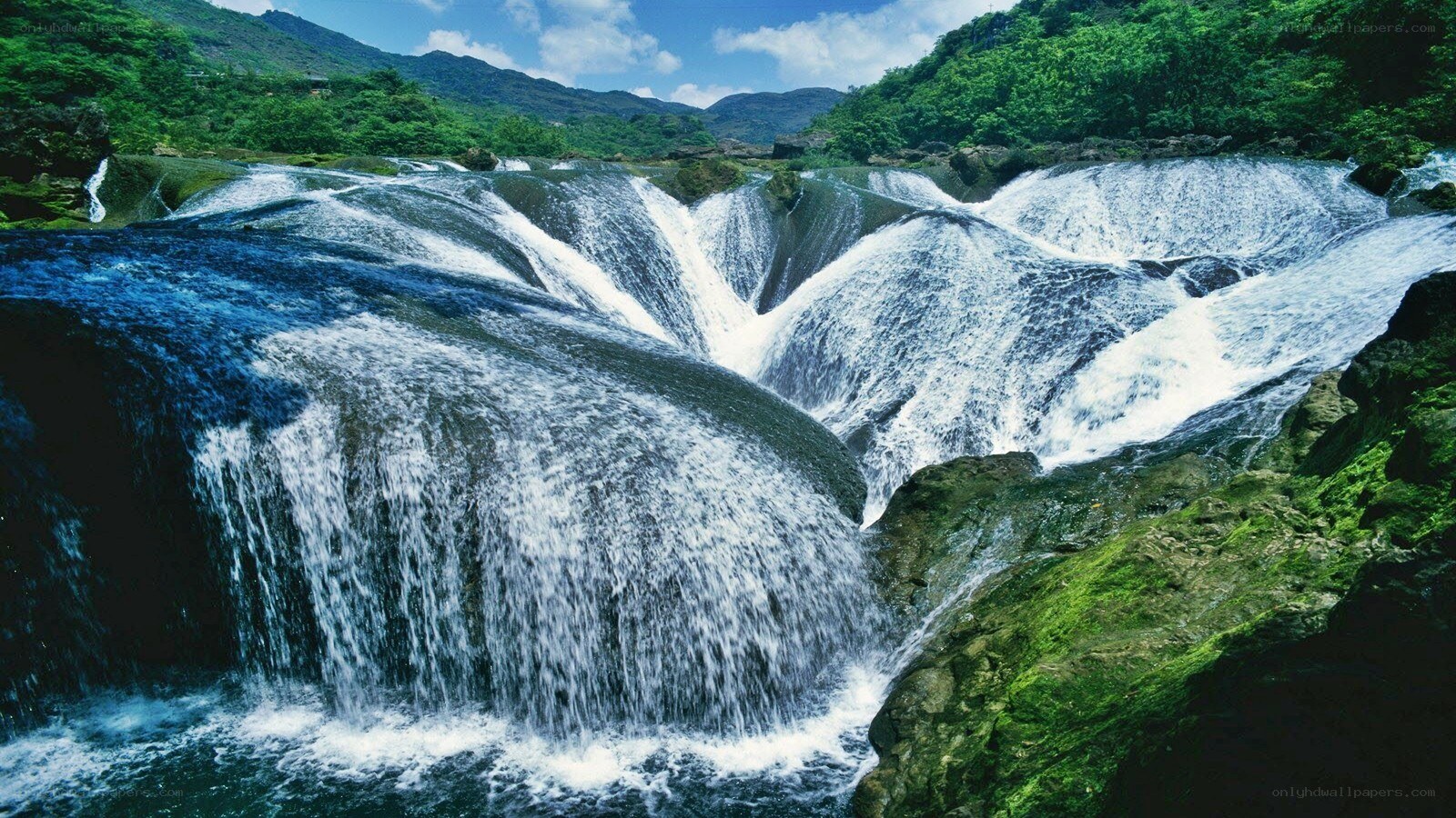 Waterfall cascading over rocks