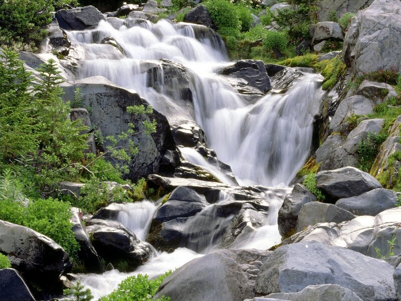 Waterfall cascading over rocks