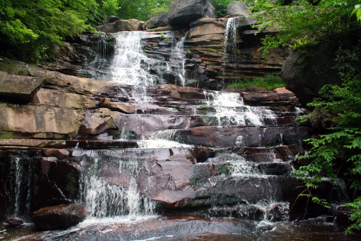 Waterfall cascading over rocks
