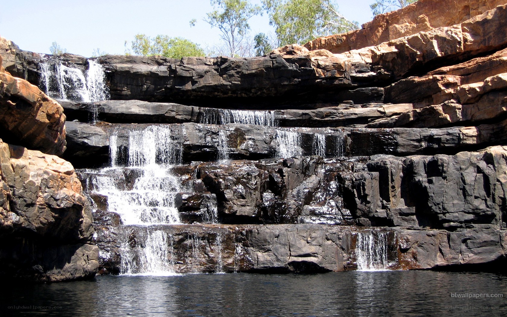 Waterfall cascading over rocks