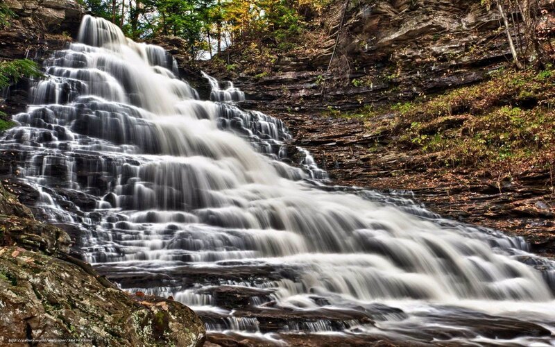 Waterfall cascading over rocks