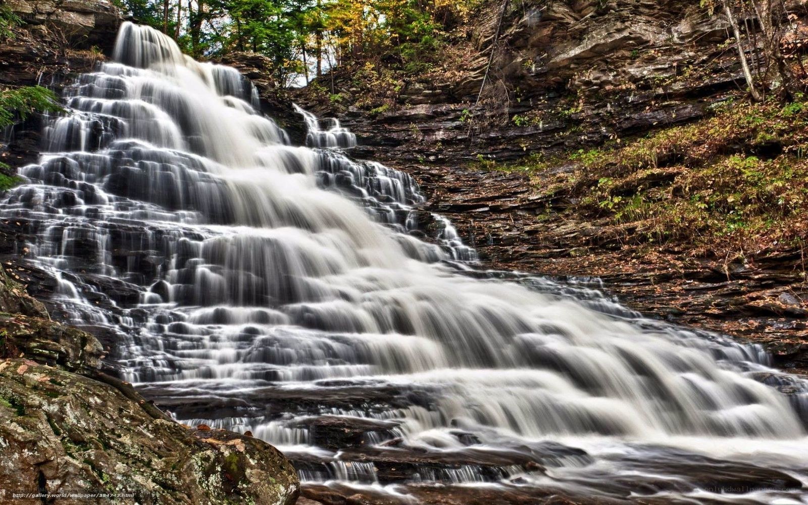 Waterfall cascading over rocks